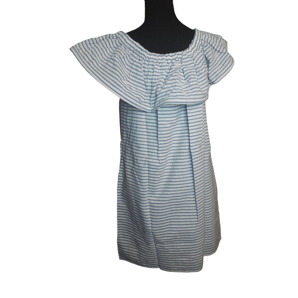 Line & Dot Lea Ruffle Mini Stripe Off The Shoulder Dress Women's Size Large